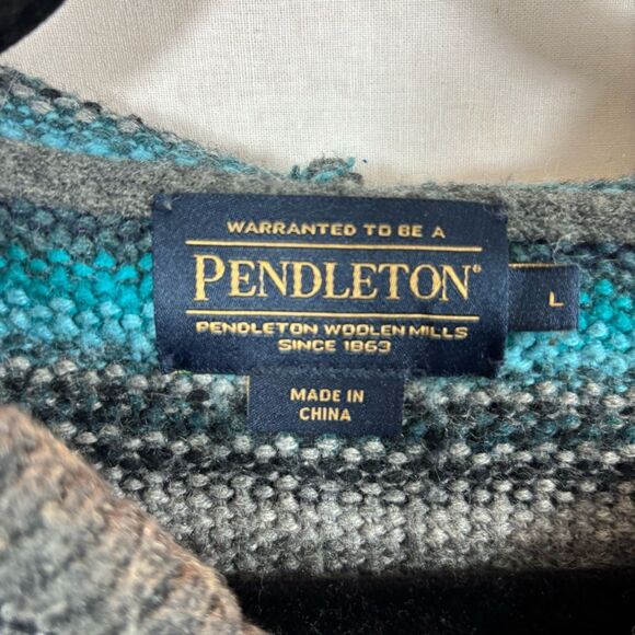 Men’s Rare Pendleton Driftwood Chamois Wool Zip-up Hoodie Sweater Large Grey - Picture 6 of 8